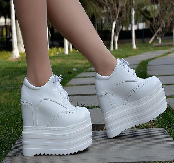 

2021 autumn new wedge single shoes 13 cm casual patent leather increased within muffin women's shoes simple fashion high heels1, Black