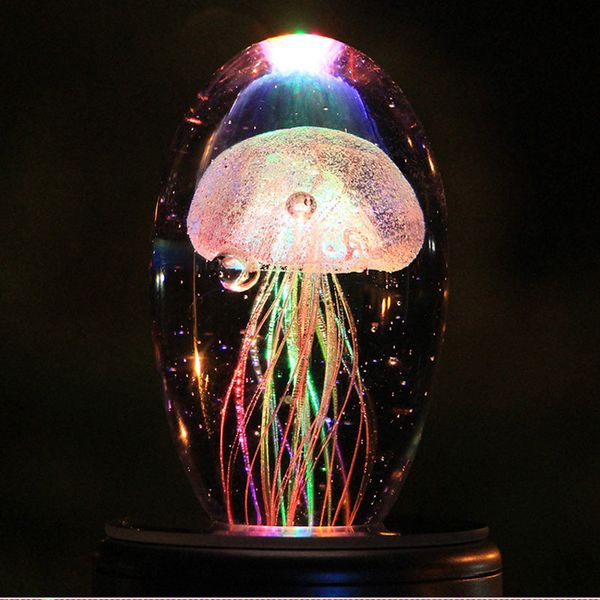 

2021 new jelly fish crystal table multi color bedside with light base novelty baby sleeping night 3d led lamp gwqq