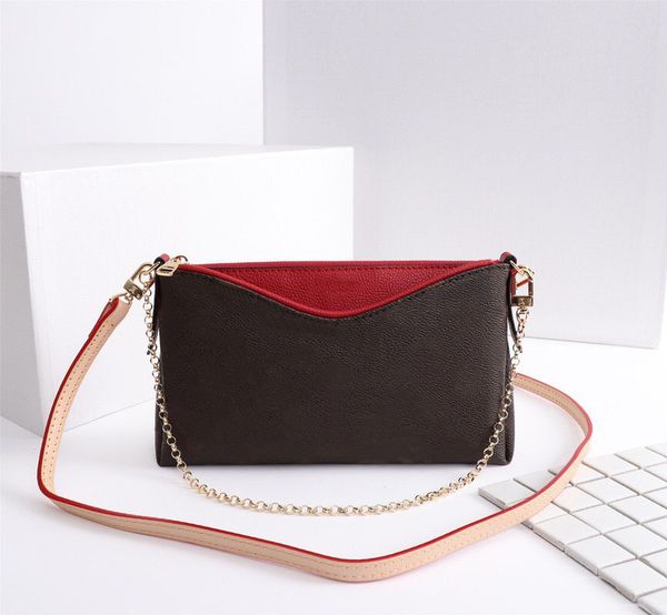 

m41638 new leather fashion wallet pallas clutches bag lady handbag monograms chain messenger bag lady shoulder bag, Brown;gray