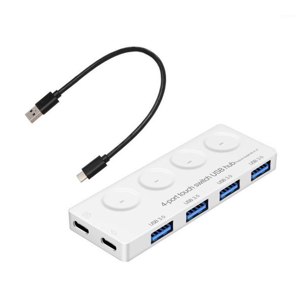 

usb 3.0 data hub with individual touch on/off switches and led light for lap