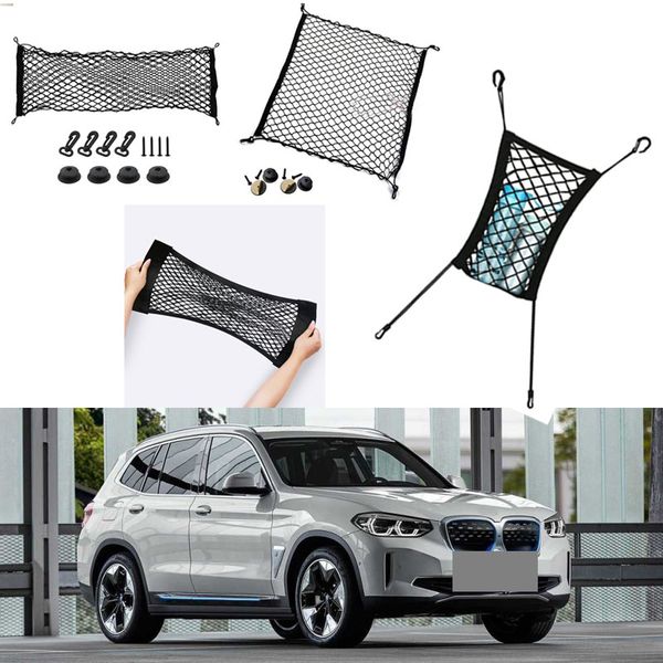 

for bmw ix3 model auto car black rear trunk cargo baggage organizer storage nylon plain vertical seat net