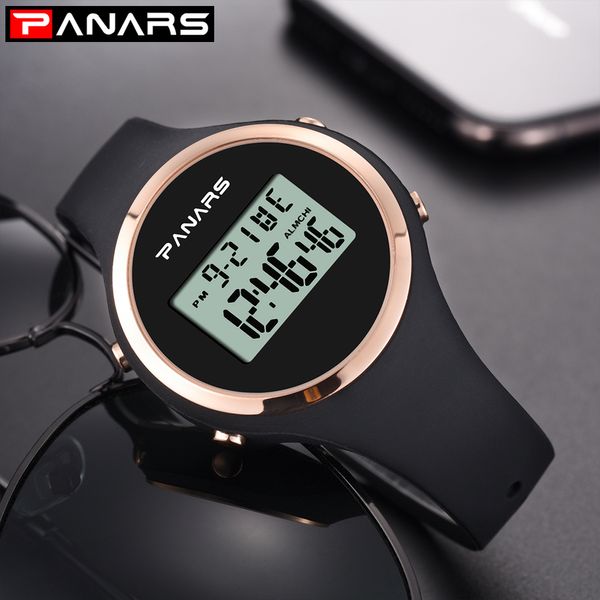 Panários Relogio Feiminino Digital Waterproof Electronic Sports Watch para mulheres fitness borracha relógio de pulso senhora LED Candy Rosa 201116