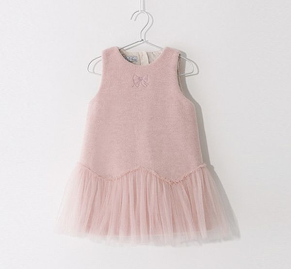 

autumn and winter new original single fashion children's clothing embroidered vest skirt girls princess dress ing, Red;yellow