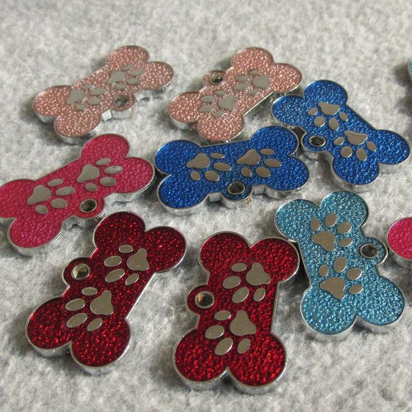 

zinc drip 10pcs design bone process and paw alloy blank pet dog id tags for small dogs cats