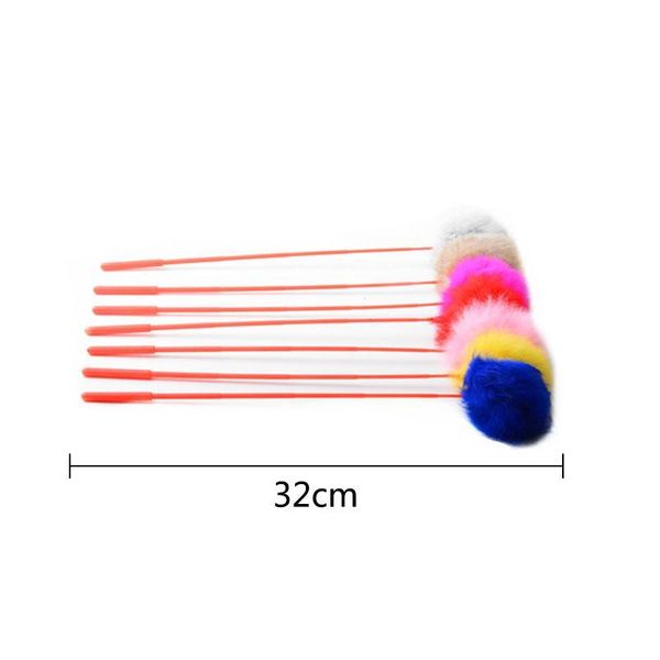 

ball plush pet supplies colorful teaser wand cat funny pet play kitten teaser toys interactive qylozs