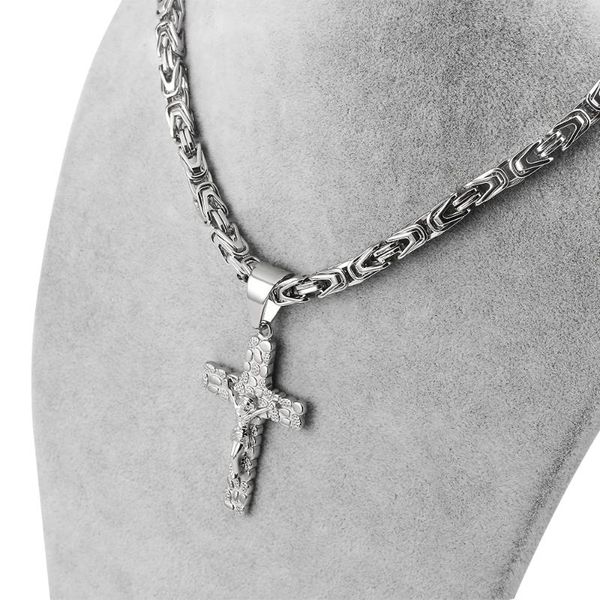

pendant necklaces selling 316l stainless steel 6mm emperor chains men's handmade cross silver color jewelry gifts