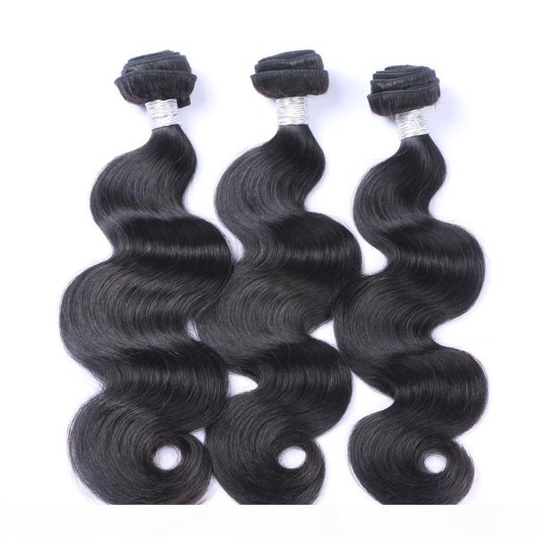

brazilian virgin human hair weaves body wave 3 bundles unprocessed peruvian malaysian indian cambodian virgin remy hair extensions soft full, Black
