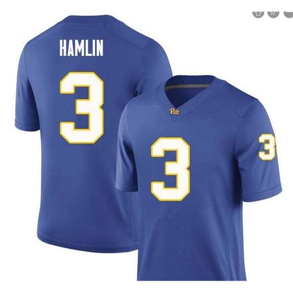 

custom hiping 3740 pittsburgh panther damar hamlin #3 real full embroidery college jersey size s-4xl or custom any name or number, Black
