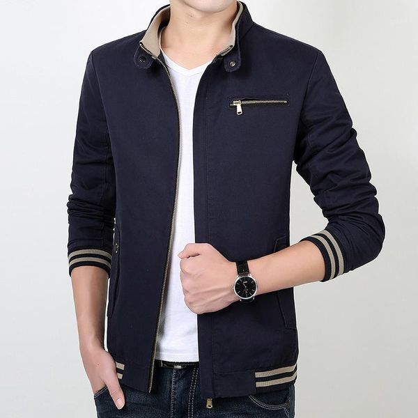 

pevsn spring autumn men's bomber jackets male outwear windbreaker stand collar jacket mens zipper baseball slim coats clothing1, Black;brown