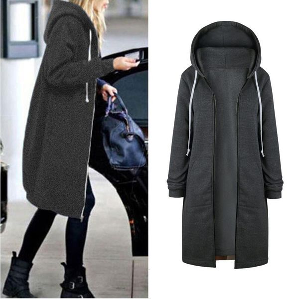 

autumn winter coat women 2020 casual long zipper hooded jacket hoodies sweatshirt vintage plus size outwear coat 5xl #f5, Black;brown