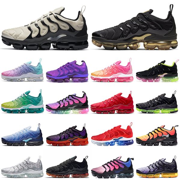 

2021 tn plus mens\rrunning\rshoes triple black gold white be true light bone lemon lime tns womens trainers outdoor sports sneakers
