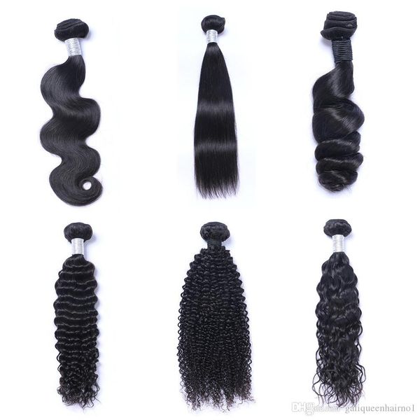 

mink brazillian straight body loose deep wave kinky curly unprocessed brazilian peruvian indian human hair weave bundles, Black