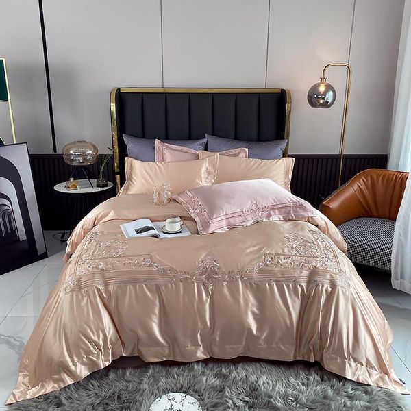 

bedding sets champagne gold set luxury duvet cover long-staple cotton pillowcases  king size bed linen 4pcs 2021
