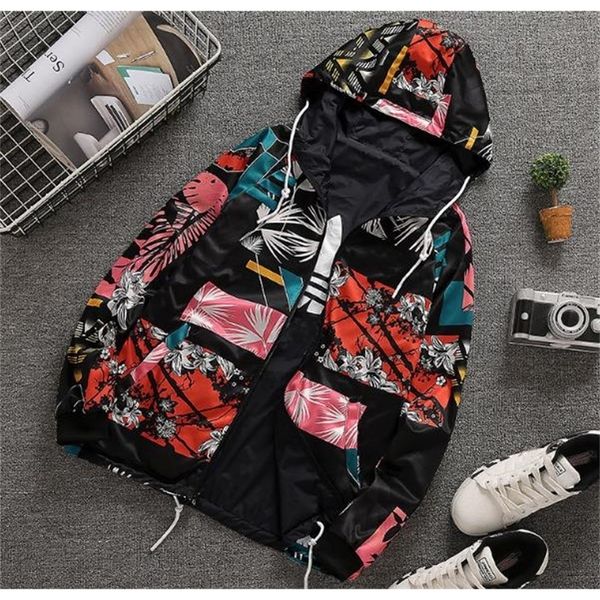 

spring autumn new men women wear two sides wearing jacket korean mens windbreaker camouflage hooded womens jackets coat 201111, Black;brown