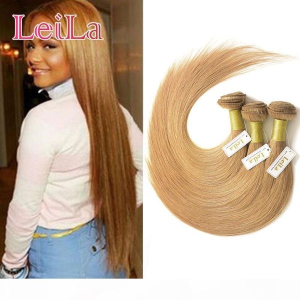

brazilian virgin hair weave bundles color 27# honey blonde peruvian malaysian indian eurasian russian silky straight human hair extensions, Black