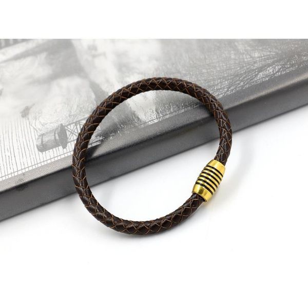 

men's simple leather braided rope bracelet striped magnetic buckle leather bracelet leather strap bracelet men' qylkhd