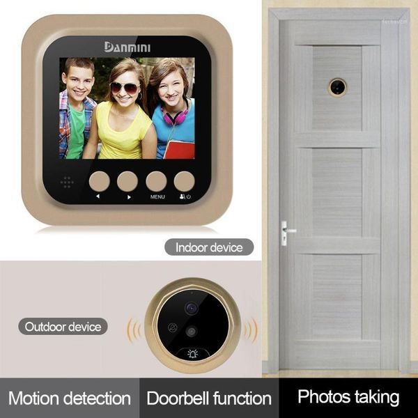 

zinc alloy smart doorbell 1080p 2.4" lcd indoor night vision ps taking video recording pir motion detecting vision doorbell1