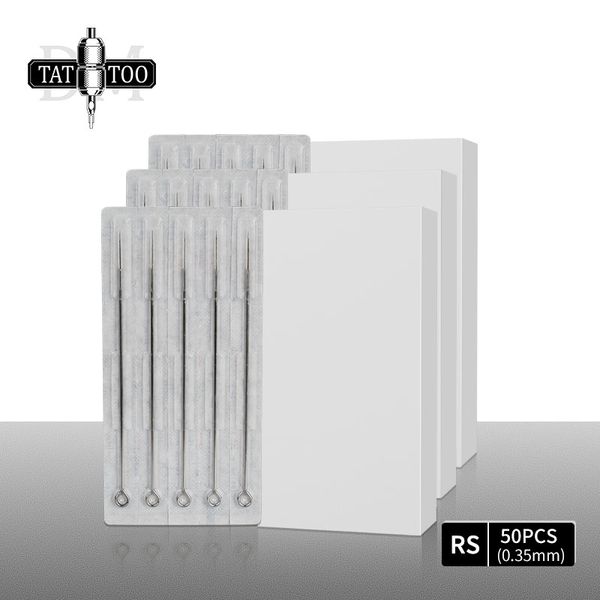 

50pcs round shader tattoo needles sterilize 3rs 5rs rs 9rs 11rs 13rs 15rs 0.35mm disposable tattoo needle tattoo supplies