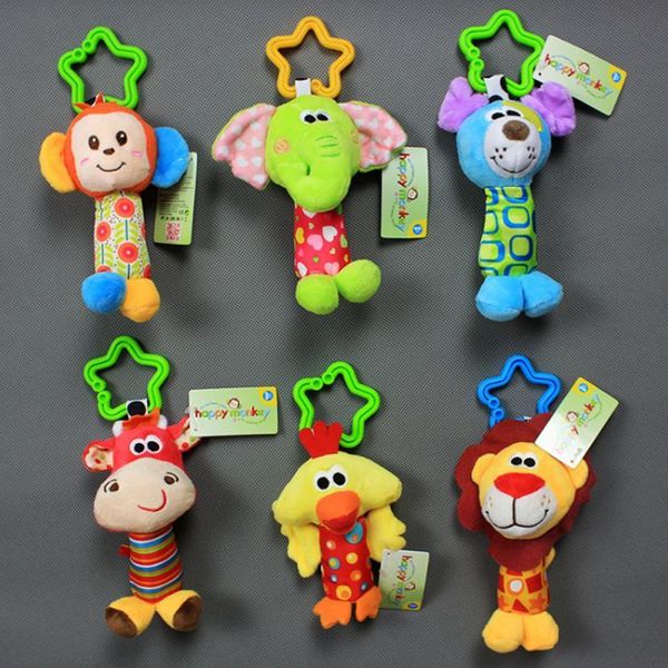 

baby rattle animals toys kids soft adorable 10cm stuffed wrist rattles animal plush doll gift toy q1214