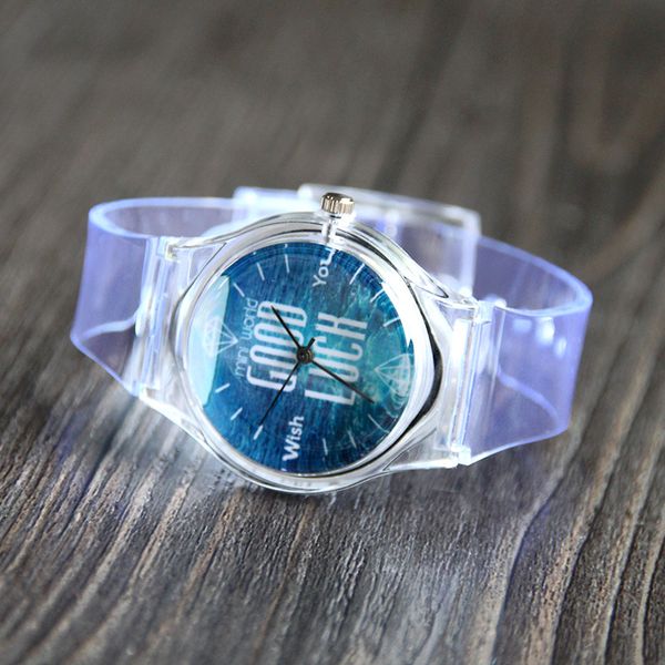 

christmas present casual watches transparent silicone strap classic crystal watch cartoon novelty student / women watch, Slivery;brown