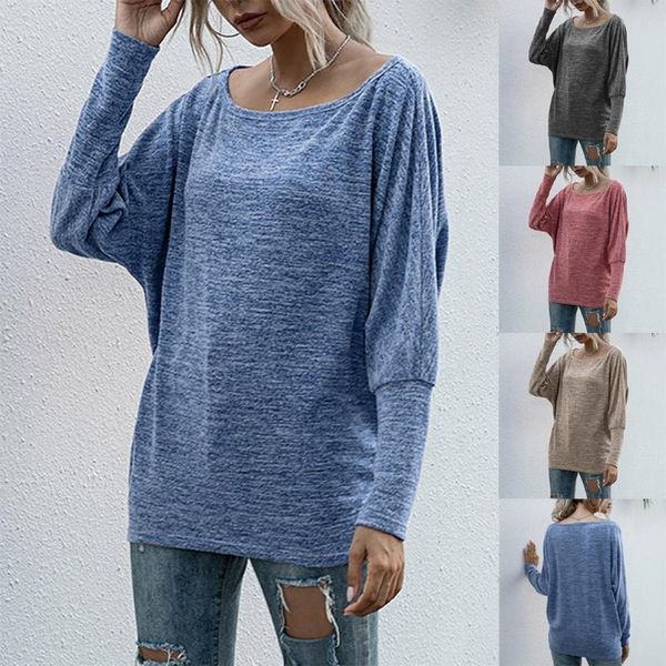 

fashion knitted solid blouse shirt loose o-neck casual autumn winter ladies female women long sleeve blusas pullover, White