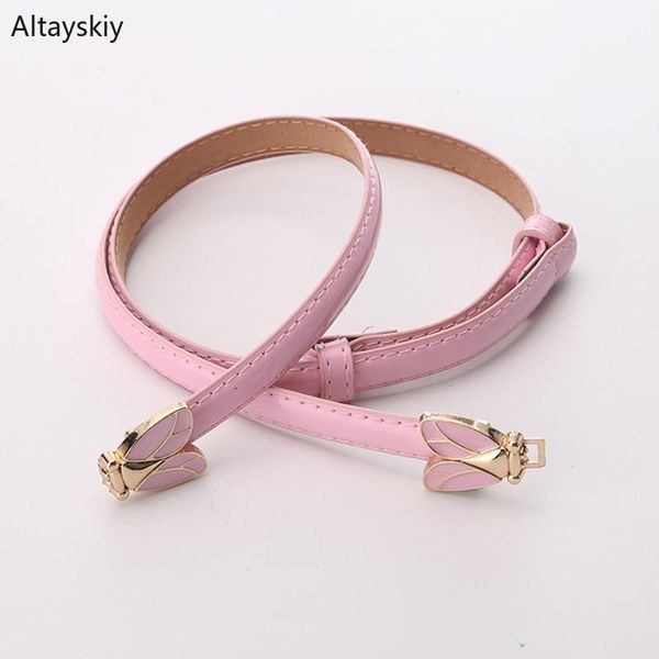 

belts women butterfly insects decoration metal buckle elegant womens female high waist fashion lovely daily simple solid 2020, Black;brown