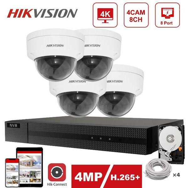 

hikvision ip security kit 4k 8ch poe nvr 4pcs hikvision poe ip camera 4mp ds-2cd1143g0-i indoor/outdoor 30m ir plug and play1
