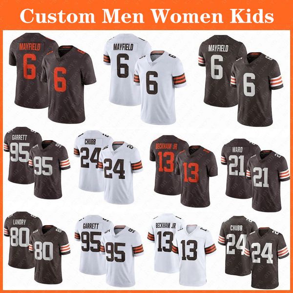 

6 baker mayfield cleveland пользовательские мужчины женщины детские футбольные трикотажные изделия 80 jarvis landry denzel ward brown myles, Black;red