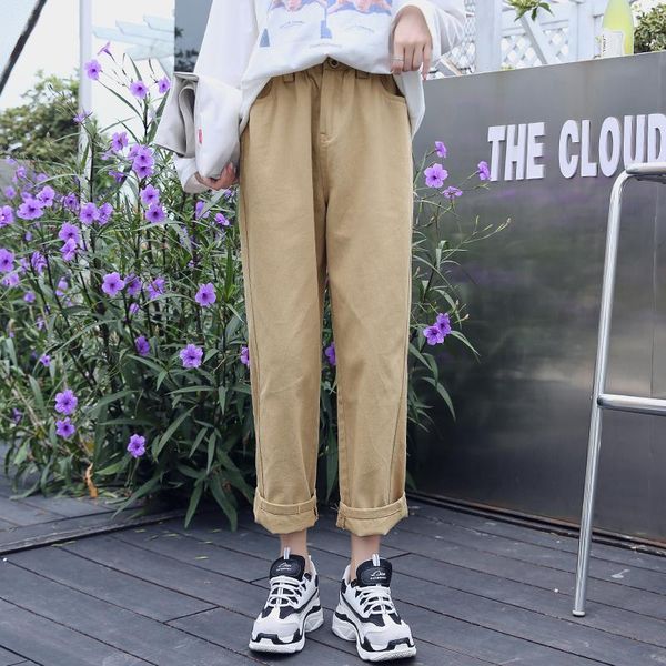 

women's pants & capris cotton ankle-length trousers womens harem 2021 spring autumn elastic waist mujer female, Black;white