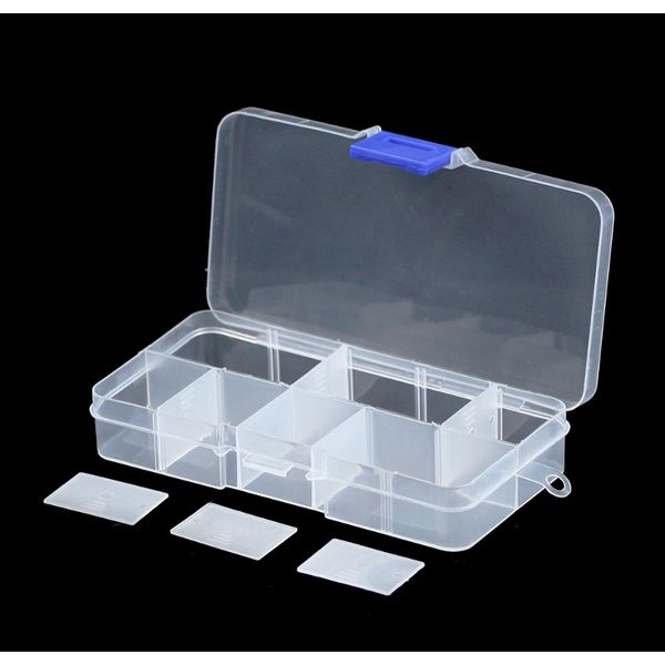 

wlyees10 slots adjustable plastic storage jewelry box transparent compartment container case for jewelry necklace rectangle box wmtozp
