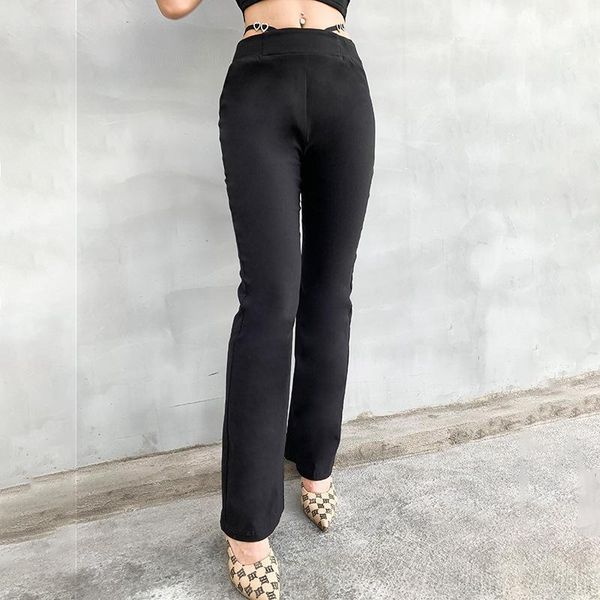 

cultivate morality pants of autumn new fund button bootleg pants hang on with love1, Black;white