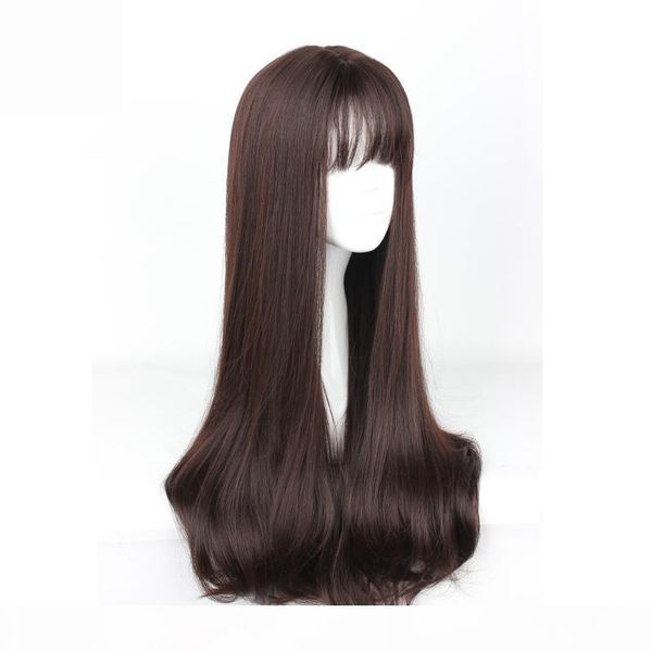 

70cm japan and south korea synthetic hair air bang mix color harajuku cosplay wig 100% high temperature fiber, Black