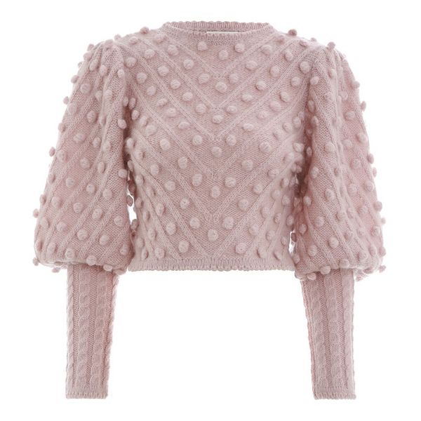 

2021 new new european track autumn clothes of women pink candy fur ball cotton shirt woman knitting lovers qc8c, White;black