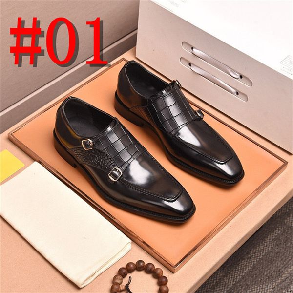 

20ff british designers genuine leather formal dress wingtip brogues shoes pointed toe derby men's wedding party oxfords for male, Black