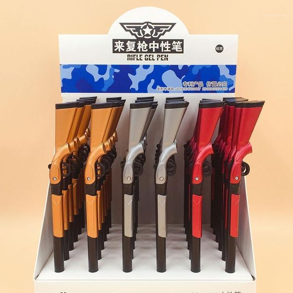 Canetas de gel 36 pcs / lote rifle pistola caneta fofo estudante escritório papelaria escola escola brinquedo preto assinatura escolar1