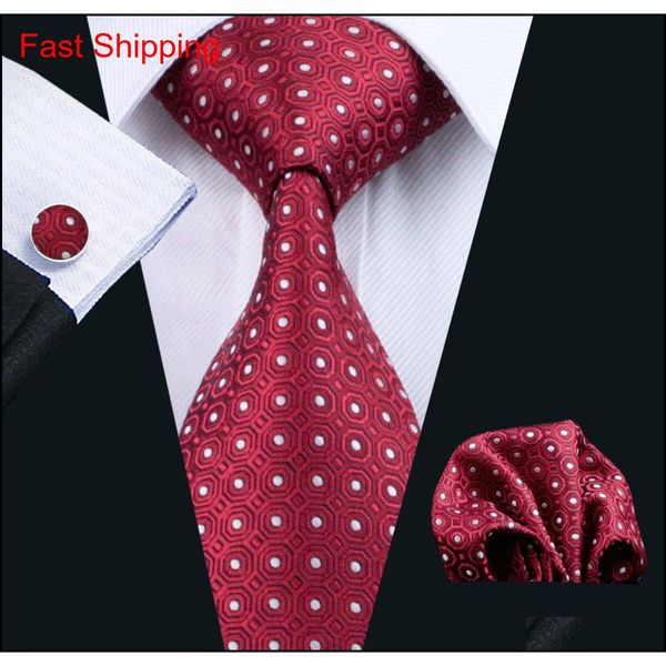 

fast shipping tie set marron white dot silk mens pocket square classic silk jacquard woven wedding business casual necktie n-1018 fnivv, Black;blue