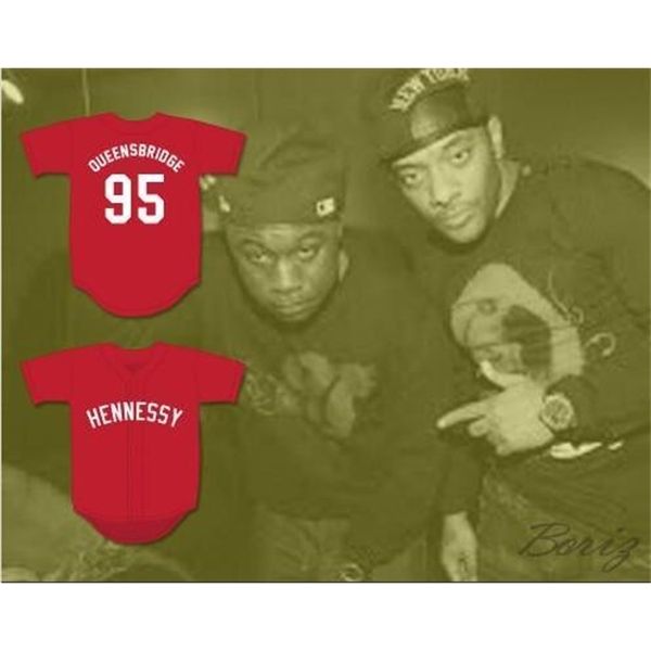 

mens queensbridge 95 hennessy red baseball jersey white black queensbridge wholesale 100% stitched jerseys ing, Blue;black