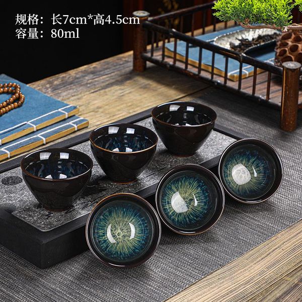 

ceramic kiln baked single cup temmoku glaze cup tea cup master kombucha bowl personal teacup bamboo hat type tea set jllrji