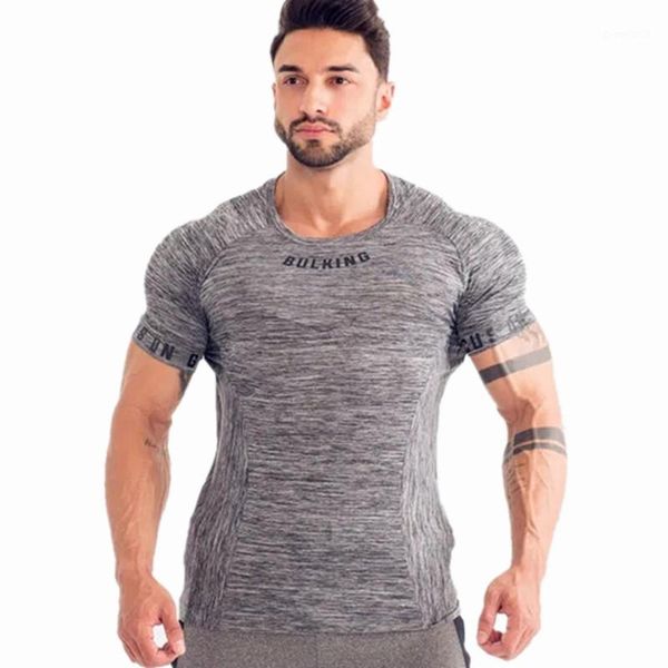 

compression short sleeve t-shirt men gyms fitness clothing casual fashion skinny elasticity male bodybuilding workout tees 1, White;black