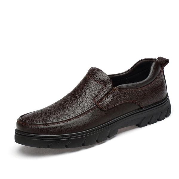 

men formal shoes genuine leather man dress shoe slipons male social shoe wedding footwear big size, Black