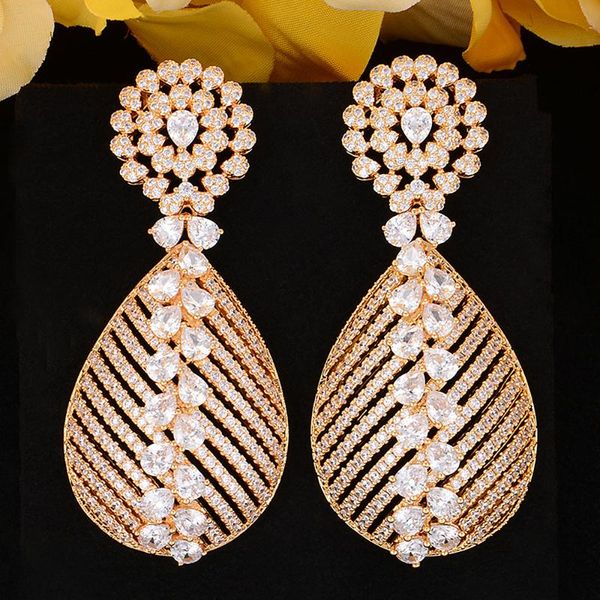 

GODKI Luxury Waterdrop Statement Dangle Earring For Women Wedding Cubic Zirconia DUBAI Bridal Earring Jewelry Accessories2021, Silver