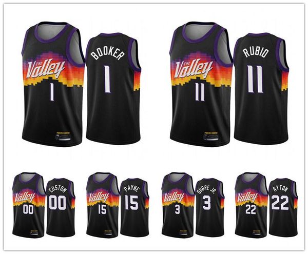 

phoenix suns men nba devin booker ricky rubio deandre ayton black city the valley 2020-21 basketball jersey