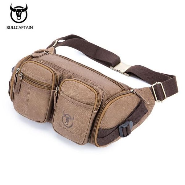 

bullcaptain genuine leather waist packs fanny pack belt bag phone pouch bags travel waist pack male bag leather pouch