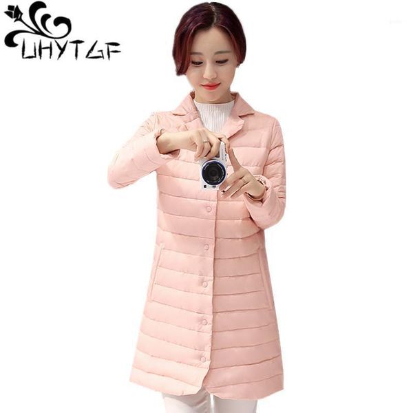 

uhytgf ultra-light 3xl plus size thin down jacket women autumn winter fashion korean women's outerwear warm down cotton coat 5521, Black