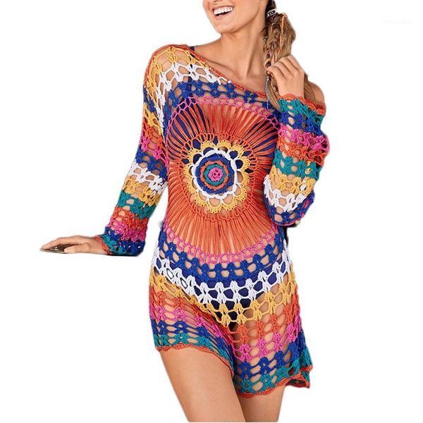 

hand knitting short shirts hollow out sunflower beachwear women summer bohemian holiday minishirt1, White;black