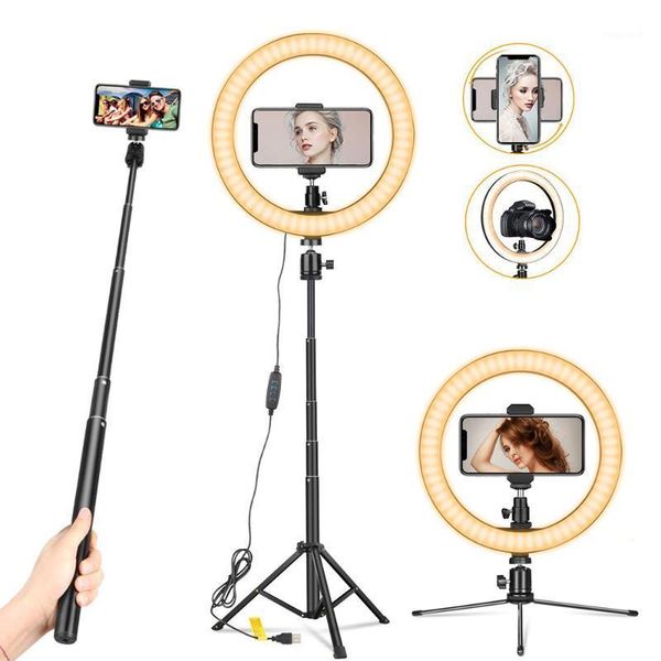 

aixpi 10" led ring light dimmable selfie ring lighting with stand for smartphone pgraphy youtube makeup video studio tripod1