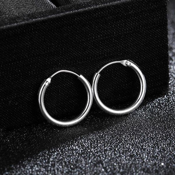 

hip hop men earring silver color small circle round huggie hoop earrings for women ear clip bone buckle male argollas pendientes, Golden;silver