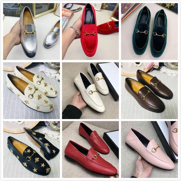 

designer lady dress shoes 100% leather metal buckle luxury flat women casual shoes alphabet velvet men classic lazy boat shoes size 36-45