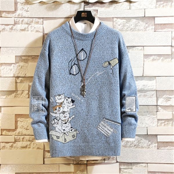 

2020 new men's black sleeves long autumn winter sweater knitted or crocheted neck o ver 5xl nlwq, White;black