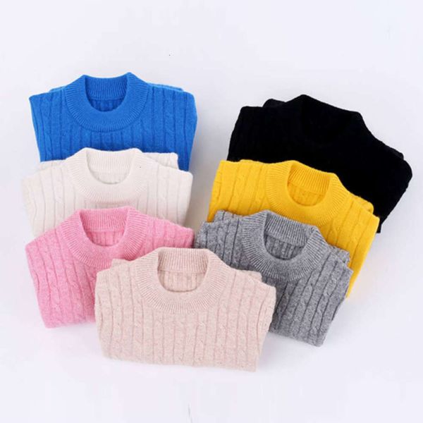 

bottomed middle cashmere school sweater solid boys' and girls' thickened knitted pullover children's wear ptac, Blue
